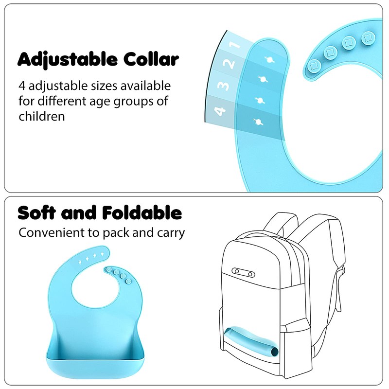 Eascrozn Silicone Bibs for Babies & Toddlers Set of 3,