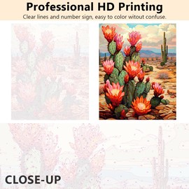 TUMOVO Cactus Paint by Number, Retro Blooming Cactus Paint by Number Kit for Adults with Brushes and Pigment, Blooming Desert Wilderness DIY Oil Painting for Beginner, 16x20 Inch, Frameless