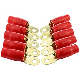 Bullz Audio (BRT0R) Gold/Red 1/0-Gauge Terminal - 10 Piece