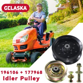 GELASKA 196106 Idler Pulley with 177968 Idler Pulley Replaces 197379, 496106, 532196106, 532197379, 532177968, 532193197, 177968, 193197 for Husqvarna 2042LS, 2246LS, 2346XLS, 2348LS, 2748GLS Tractors