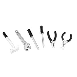 Ieron 6 Pcs Dollhouse Miniature Repair Tool Set With Box Metal Miniature Scene Model Work Tools for DIY Miniature House Garden Tools 1:12 Shed Work Accessory