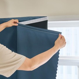 AJAZZ self Adhesive Portable 100% Blackout Curtains Simple and Easy to installBedroom Window Thermal Lnsulated Kitchen Room Darkening Black Small Drapes 1-Pack