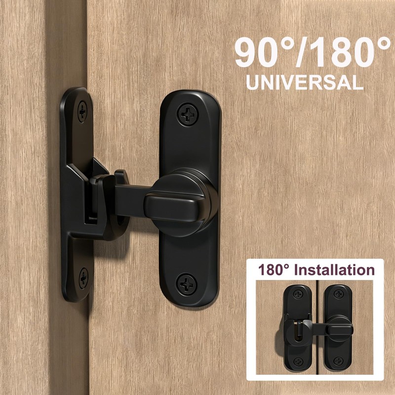 Barn Door Lock, 90/180 Degree Gate Latches, Zinc Alloy Right