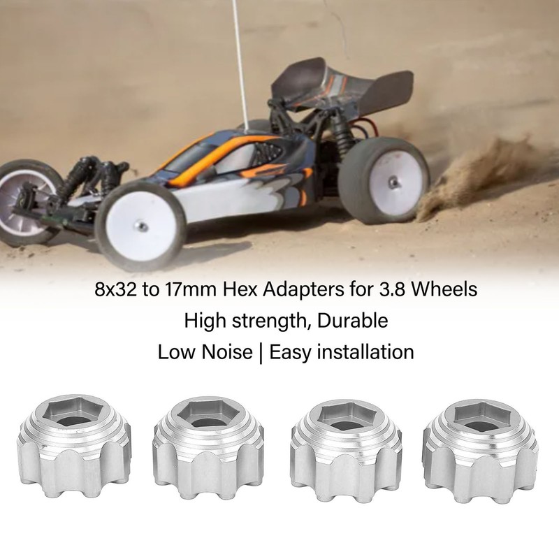 4pcs 8x32 to 17mm Hex Adapters for 8x32 3.8in Wheels