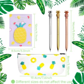 JeVenis Pineapple Pens Ballpoint Pens with Pineapple Pencil Pouch Bags Ins Style Pineapple Notes Stickers for Office Set