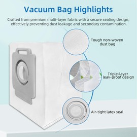 Vacking 8 Pack Vacuum Dust Bags Compatible for iRobot Roomba i1+, i7, i7+, j7, j7+, i8,i8+, i3,i3+, i4,i4+, i5,i5+, i6,i6+, s9, s9+ i & s & j series Robot Vacuum Replacement Parts Dirt Bag Accessories