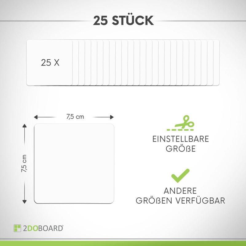 2DOBOARD Writable Magnets - 7.5 x 7.5 cm White -