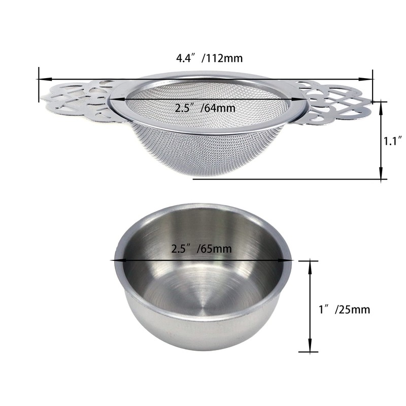Tighall 1 Set Silver Stainless Steel Tea Strainer with Drip