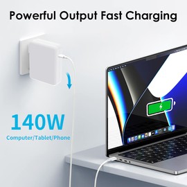 140W MacBook Pro Charger, USB C Power Adapter Compatible with MacBook Pro 16 inch 2023 2021, MacBook Pro 14 15 13, MacBook Air, PD 3.1 28V Great for M1/M2 Laptop, Include 6.6ft C to C Charging Cable