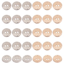 HOBBIESAY 60Pcs 2 Colors Alloy Button for Crafts 10.5mm 2 Holes Small Round Metal Buttons Light Gold Button Sewing Crafts Replacement Button for Doll Clothing Bag Shoe Purse Accessories