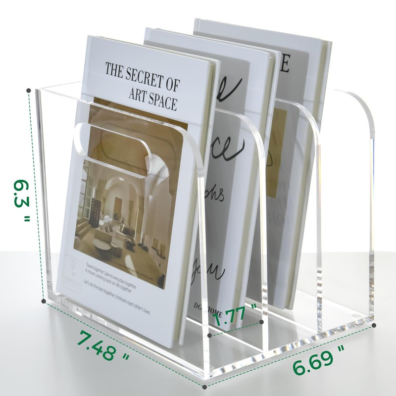 AIMOLLY Clear Acrylic Organizers - 3 Vertical Compartments Acrylic Folder
