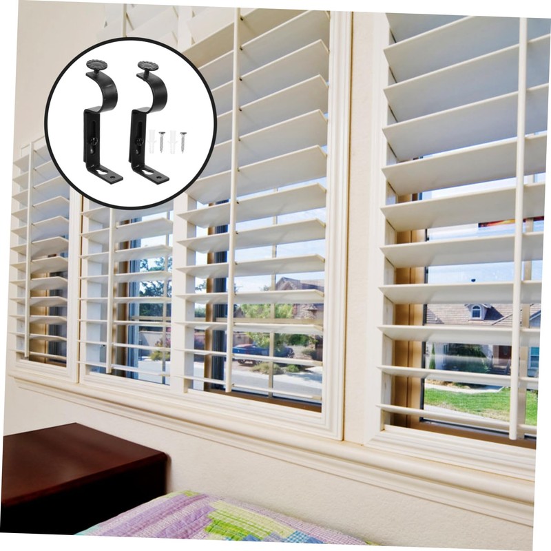 Operitacx 2-Pack Adjustable Curtain Rod Brackets Heavy Duty Wall-Mounted Support