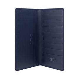 HANATORA LongSA02 Genuine Leather Long Wallet, Italian Leather, Bifold Wallet, Thin, Slim Card Case, Women's, Men's, Coin Purse, Bill Compartment, Simple, Bifold Wallet, navy