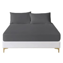 Deep Fitted Sheet King Size Cotton, Charcoal - 300 Thread Count 100% Egyptian Cotton Fitted Sheet Deep Pocket 12 Inch (30cm) Bed Sheets, Breathable Bottom Fitted Sheets No Pillow Cases (150 X 200cm).