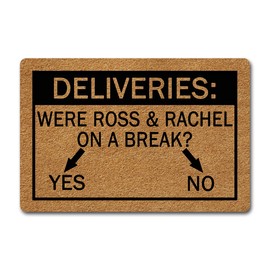 NICESIR Welcome Mat Deliveries were Ross&Rachel On A Break Funny Doormat for Home Entrance (23.6 X 15.7 inch) Fabric Top with Rubber Back Doormat for Front Door Indoor Outdoor Rug
