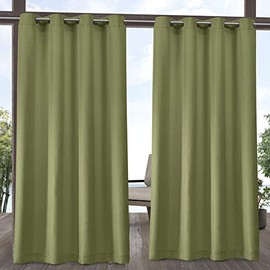 Exclusive Home Curtains Indoor/Outdoor Solid Cabana Grommet Top Curtain Panel Pair, 54x120, Kiwi Green