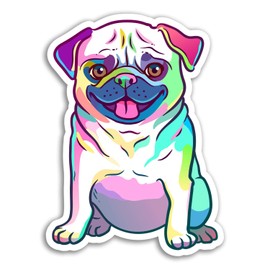 2 x 10cm Cute Pug Dog Vinyl Stickers - Puppy Fun Sticker Laptop Luggage #18070 (10cm Tall)