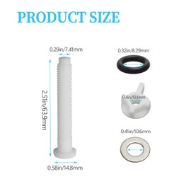 Universal White Plastic Toilet Seat Screws, Toilet Seat Screws Replacement Kit for Top Mount Toilet Seat Hinges 2 Pcs