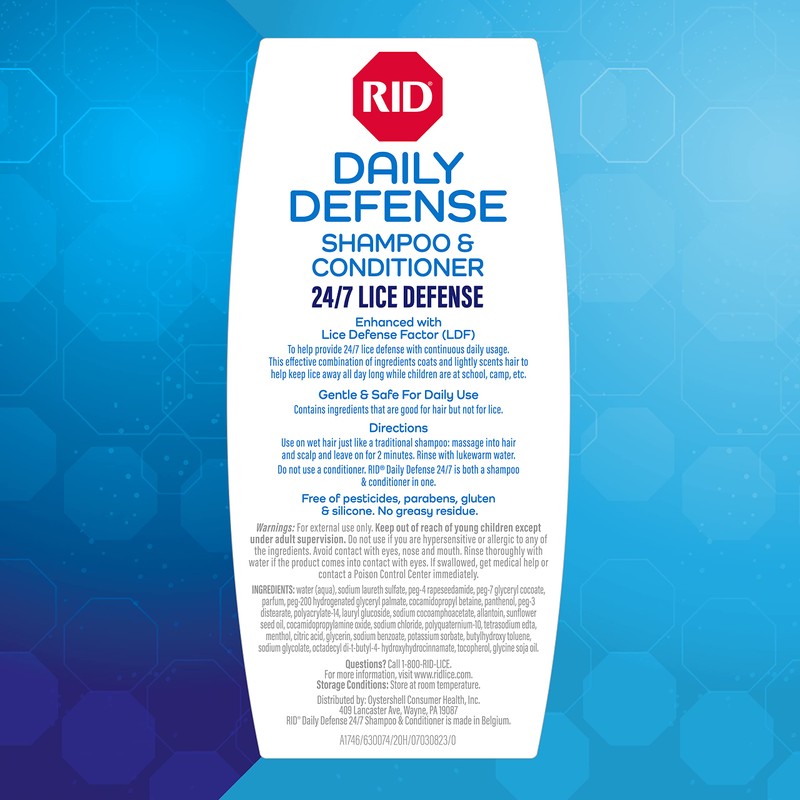 RID Daily Defense Lice Shampoo & Conditioner, Used Daily Provides