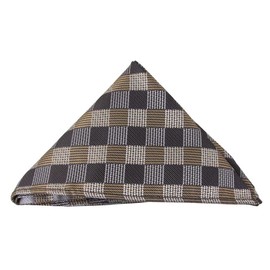 Jacob Alexander Tonal Plaid Pattern Pocket Square Handkerchief - Brown