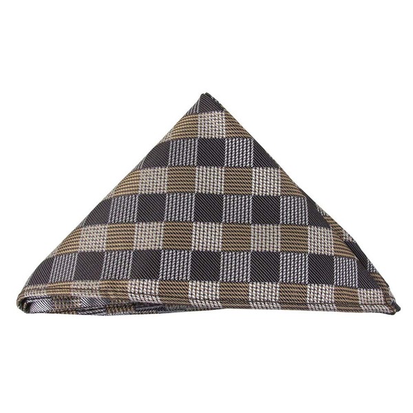 Jacob Alexander Tonal Plaid Pattern Pocket Square Handkerchief - Brown