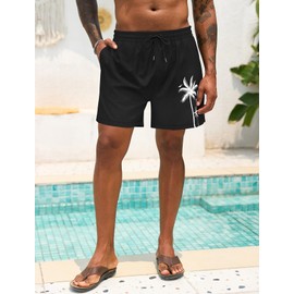 Lzzidou Men Swim Trunks with Mesh Liner 5 Inch Inseam Board Shorts Quick Dry Bathing Suit
