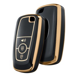 ELOHEI Key Fob Cover for Ford, Premium Soft Full Protection Key Fob Case for 2018-2024 Ford Explorer F-150 Fusion Mustang Escape Edge Bronco Ranger Expedition Accessories,3 Buttons (Black)