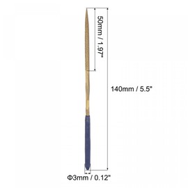 sourcing map Diamond Needle Files, 3mm x 140mm Titanium Coated Triangle Files Hand Tool with TPU Handle for Metal Stone Wood 5pcs