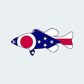 fagraphix Ohio State Flag Bass Sticker Self Adhesive Vinyl Decal Largemouth Sport Fishing Fish