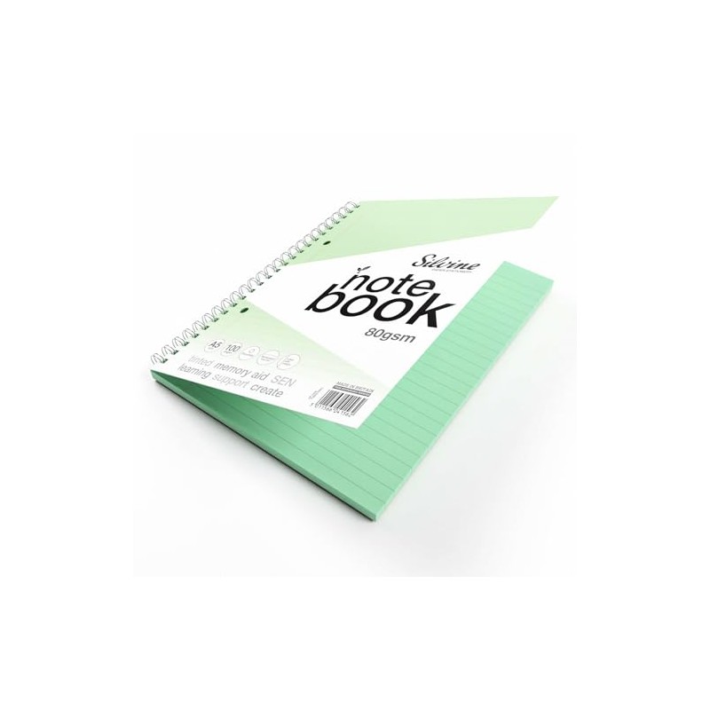 Silvine A5 Blue Paper Dyslexia Notebook | 100 Wirebound Pages,
