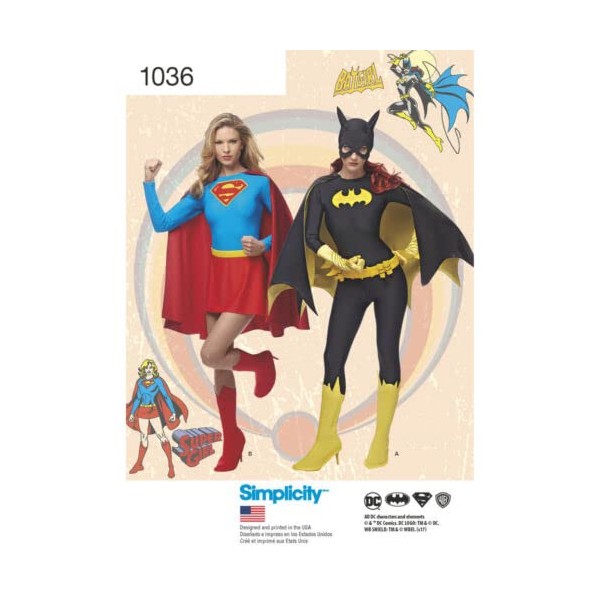 Simplicity 1036 Misses' Bat Girl & Super Girl Costumes Size