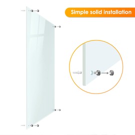 Glass Whiteboard, 3'x 2' Glass Board Magnetic Dry Erase Board on Wall Frameless
