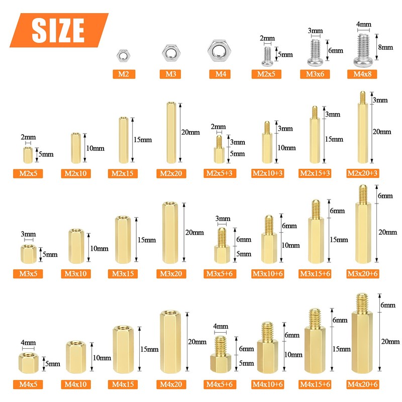 HELIFOUNER 420 Pieces M2 M3 M4 Male Female Hex Brass