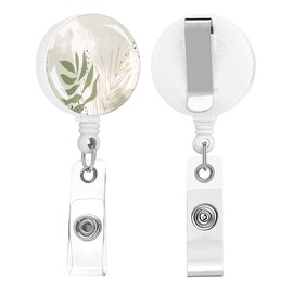 TPOAEL 2 Pack Retractable Badge Holders Cute Badge Reel Badge Clip ID Card Holders for Student Office Worker Doctor Nurse Teacher (Green Leaf)