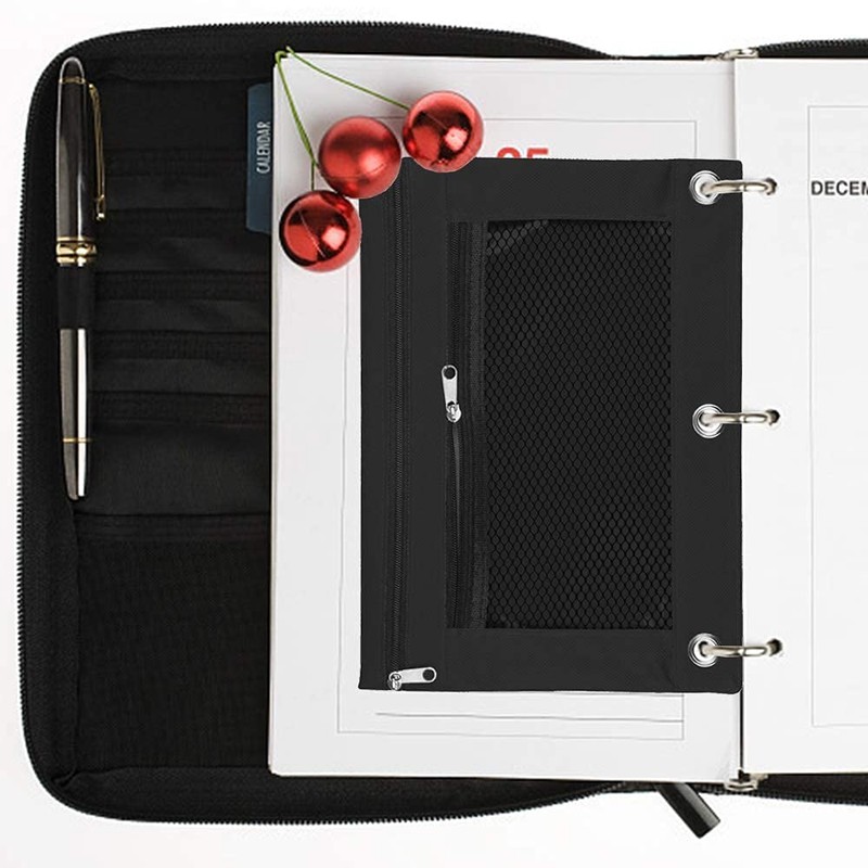 Cinvo Modern 3 Ring Pencil Case Zipper Pencil Pouch Canvas