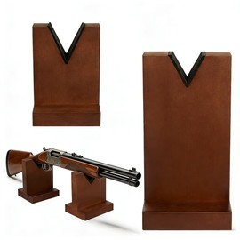 JUTSTJUKO Wood Gun Display Stands, V-shaped Top Rustic Wood Display Stands Rifle Rack Gun Rack for Smaller Rifles, Long Guns, Firearms, Weapons, Collectables, Displays, Shows, Exhibits (Brown)