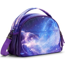 Choco Mocha Purple Lunch Bag for Girls, Insulated Lunch Bag for Middle School Girls, Galaxy Preppy Lunch Box for Teen Girls
