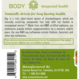 Esmond Natural Esmond Natural: Soy Isoflavones Non-GMO (Supports Menopausal Health & Hot Flashes), GMP, Natural Product Assn Certified, Made in USA - 250mg, 60 Capsules