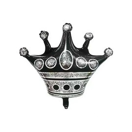 5PCS Black Crown Balloons Large Crown Foil Balloons Black Mylar Crown Decoration for King and Queen Party Royalty Birthday Wedding Baby Shower New Year Party Decorations