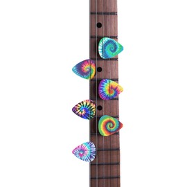 KEIAHUAN 6 Pack Guitar Picks Plectrums,Colorful Tie Dye Guitar Pick Classical Triangle 0.96mm Heavy Guitar Pick for Women Girls Beginner Guitar Palyers,Multi