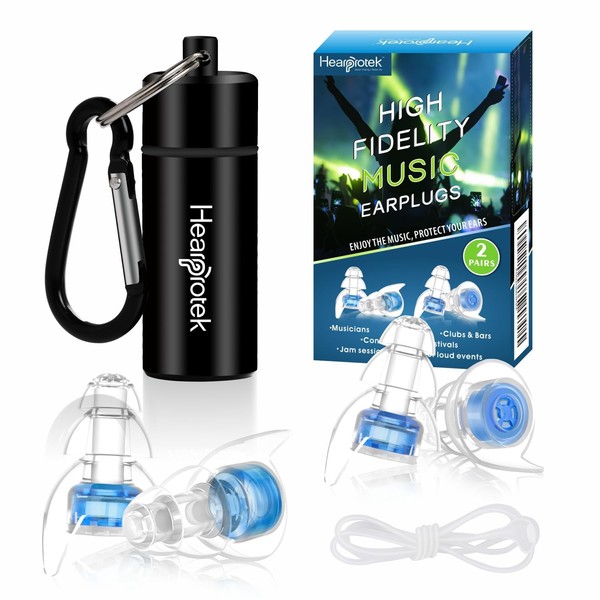 Hearprotek Concert Ear Plugs, 2Pairs Reusable high Fidelity Musician Ear