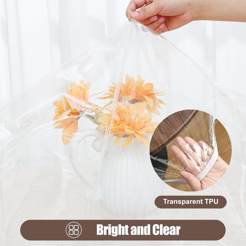 Transparent Round Tablecloth Weatherproof Garden Tablecloth Round with Elastic Band,