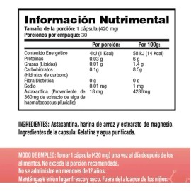 Astaxantina 18mg 30 Cápsulas S&V