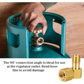 Gas Connection Angle 1/4 Inch Left 90° Corner Connector Brass for Gas Hose Angle, Gas Stove and Gas Stove in Caravan Motorhomes