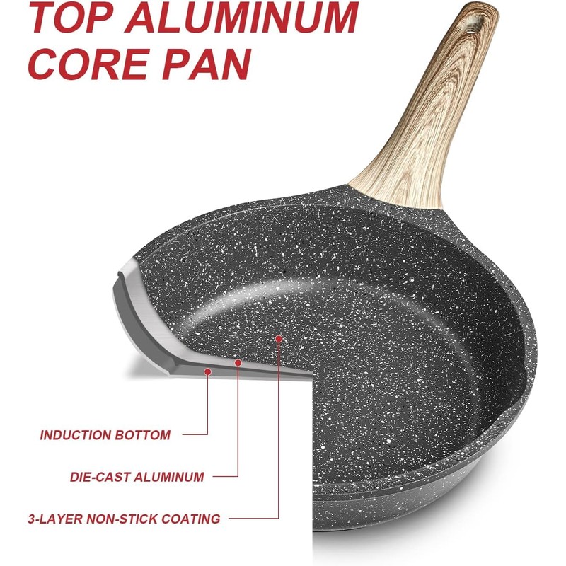 Caannasweis Nonstick Granite Frying Pan Skillet, Non Stick Omelette Fry