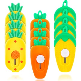 12 Pcs Cute Box Cutter Mini Retractable Kawaii Box Cutters Box Opener Package Opener Cutter Back to School Gifts Pineapple Carrot Corn Carton Letter Opener for Office School Stationery