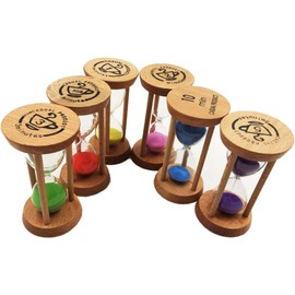 6 x Sand Timer Set Sand Timer Small Sand Timer 30s / 1min / 2mins / 3mins / 5mins / 10mins for Children Cleaning Teeth Timed Activities - Rounds