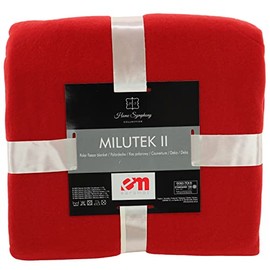 Euromat Polar Fleece Blanket, Cuddly Blanket, Sofa Blanket with Stitched Edge (Red, 150 x 200 cm)