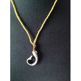 AMERICAN EAGLE OUTFITTERS BRAIDED FAUX LEATHER NECKLACE WITH HOOK PENDANT-NWT