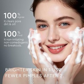 limpiador facial de limpieza profunda con Salicylic Acid 0.2%, arcilla volcánica y carbón, para piel grasa y mixta